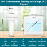 Geevon Digital Pool Thermometer Floating Easy Read, Remote Digital Pool Thermometer Wireless with High & Low Alert, 4.9" Large Display and 10S Backlit for Swimming Pool, Bath Water, Spas and Hot Tubs